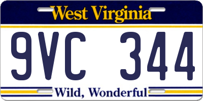 WV license plate 9VC344