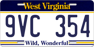 WV license plate 9VC354
