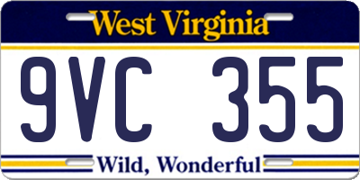 WV license plate 9VC355