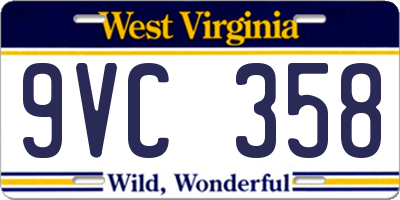 WV license plate 9VC358