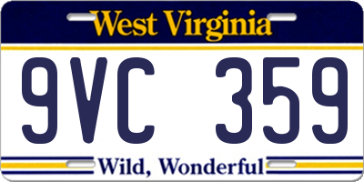 WV license plate 9VC359