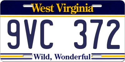 WV license plate 9VC372