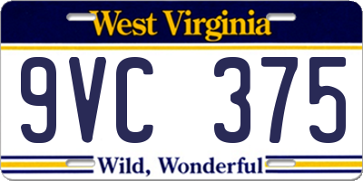 WV license plate 9VC375