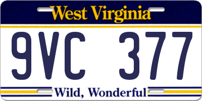 WV license plate 9VC377