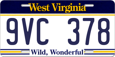 WV license plate 9VC378