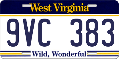 WV license plate 9VC383
