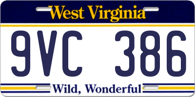 WV license plate 9VC386