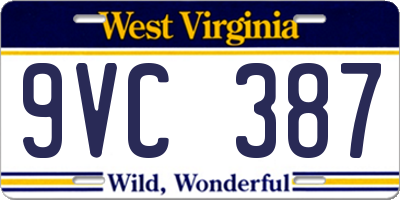 WV license plate 9VC387