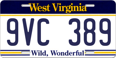 WV license plate 9VC389