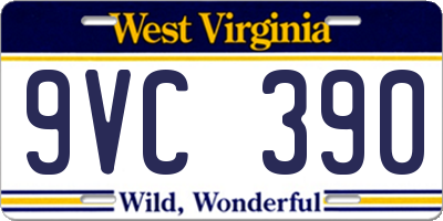 WV license plate 9VC390