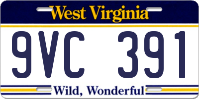 WV license plate 9VC391