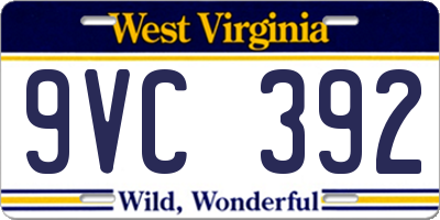 WV license plate 9VC392