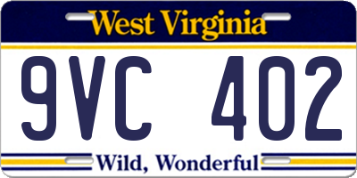 WV license plate 9VC402