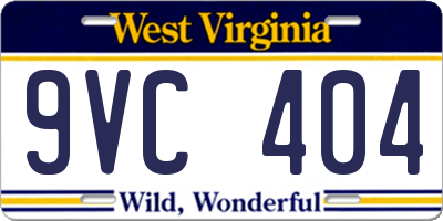 WV license plate 9VC404