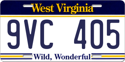 WV license plate 9VC405
