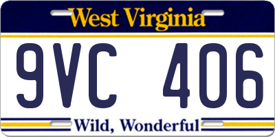WV license plate 9VC406