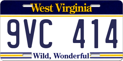 WV license plate 9VC414