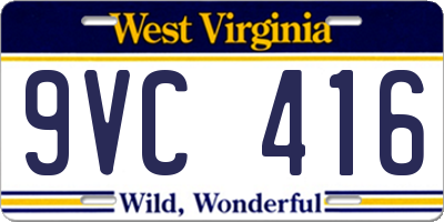 WV license plate 9VC416