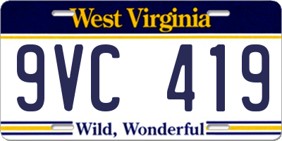 WV license plate 9VC419