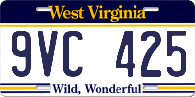 WV license plate 9VC425