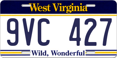 WV license plate 9VC427