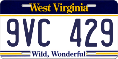 WV license plate 9VC429