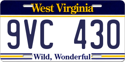 WV license plate 9VC430