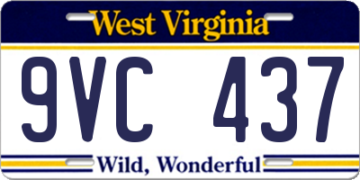 WV license plate 9VC437