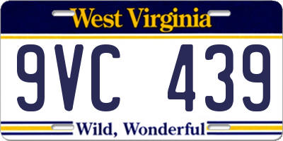 WV license plate 9VC439
