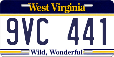 WV license plate 9VC441