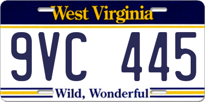 WV license plate 9VC445