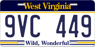 WV license plate 9VC449