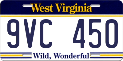 WV license plate 9VC450