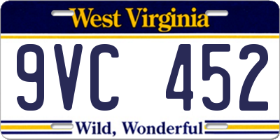 WV license plate 9VC452