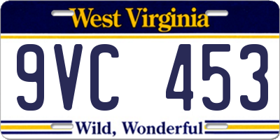 WV license plate 9VC453