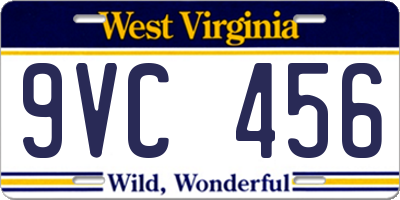 WV license plate 9VC456