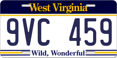 WV license plate 9VC459