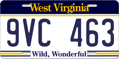 WV license plate 9VC463