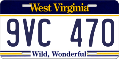 WV license plate 9VC470