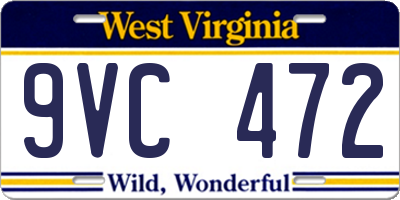 WV license plate 9VC472