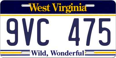WV license plate 9VC475