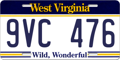 WV license plate 9VC476