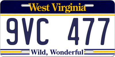 WV license plate 9VC477
