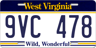 WV license plate 9VC478