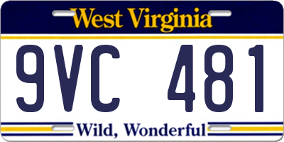 WV license plate 9VC481