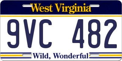 WV license plate 9VC482