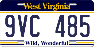 WV license plate 9VC485