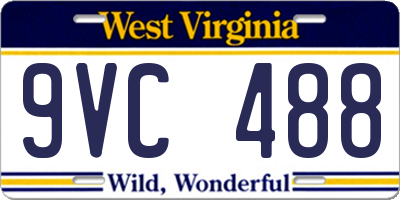 WV license plate 9VC488