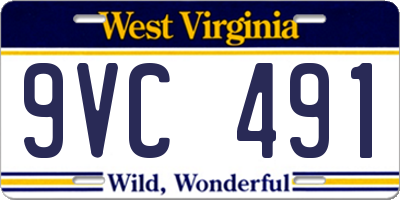 WV license plate 9VC491