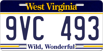 WV license plate 9VC493